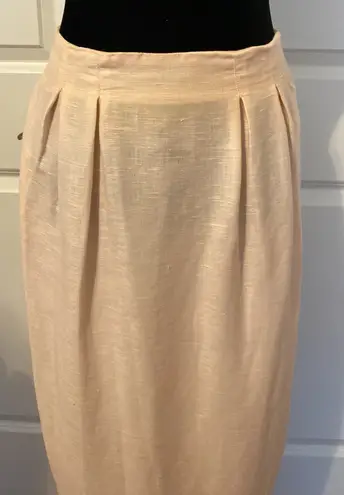 Baroness soft pink linen classic straight long skirt- size 10.