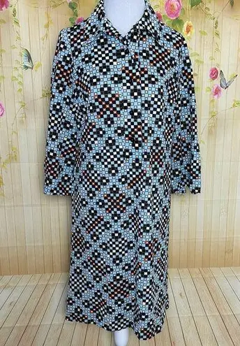 Vintage Blue  and Brown Checkered Pattern Dress