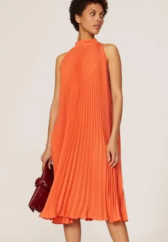 TOME Collective Orange Accordion Pleated Swing Midi Dress Size Small Fall