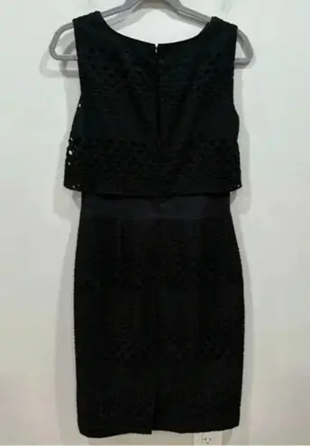 Kay Unger Black Eyelet Sleeveless Sheath Dress Size 6