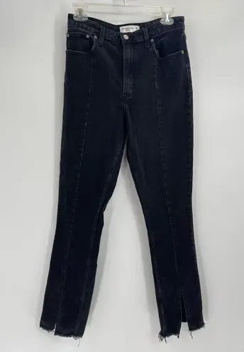 Abercrombie & Fitch  The Skinny High Rise Split hem Black Curve Love Jeans Sz 28