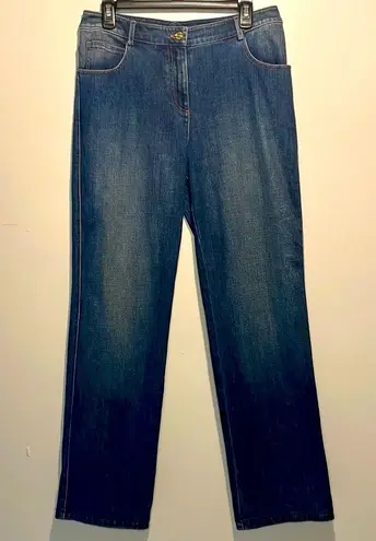 St. John - High Waist Straight Leg Classic Dark Blue Wash Denim Jeans- Size 8