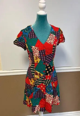 Dangerfield Women’s Multicolor Patchwork Mini Dress Size 8 Vintage