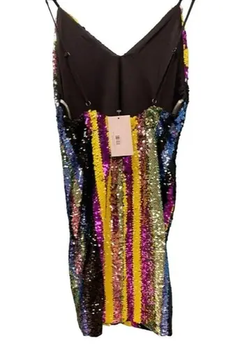 L'ATISTE  Sequin Multistripe Mini Dress Size Medium NWT