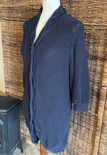 Calvin Klein Jeans  Black Long Cardigan Knitted Button Up Size M