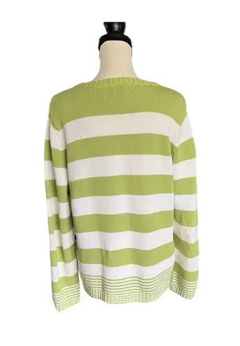 Lime Green Spring Soft Striped Pull Over Sweater. Size Large