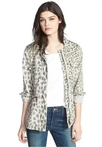Velvet Tees Lily Aldridge for Velvet Size Small Aziya Leopard Print Army Utility Zip Jacket