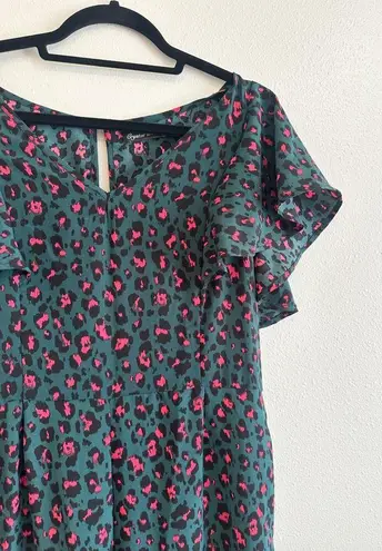 Crystal Doll Dark Teal and Hot Pink Cheetah Print Jumpsuit size large