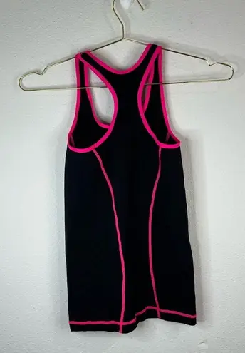 Splash Black and Pink Contrast Trim Stitched One Size Stretch Tank Top Athletic