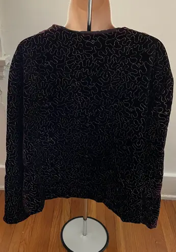 Maggie McNaughton Vintage Velvet Maroon With Gold Embroidery Button Up Blazer, size 24W