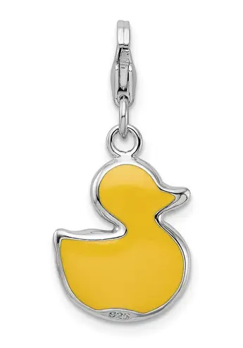 Sterling Silver Amore La Vita Enameled 3-D Duck Charm