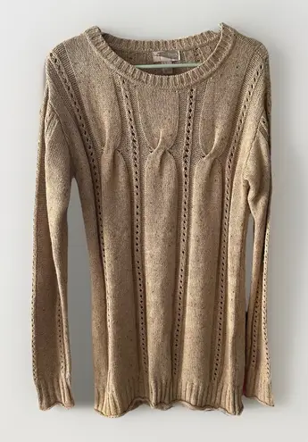 Love 21 Sweater Women Medium Wool Blend Crewneck Knit Pullover Tan Warm Comfort Brown