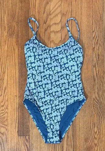 ANDIE Amalfi One Piece Swimsuit Floral Denim Blue size S NWT