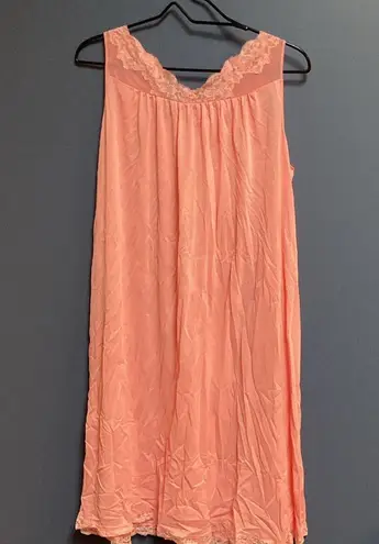 SHADOWLINE SIZE MED MADE IN USA NIGHT GOWN ROBE SET PEACH LACE ACCENTS EUC CLEAN