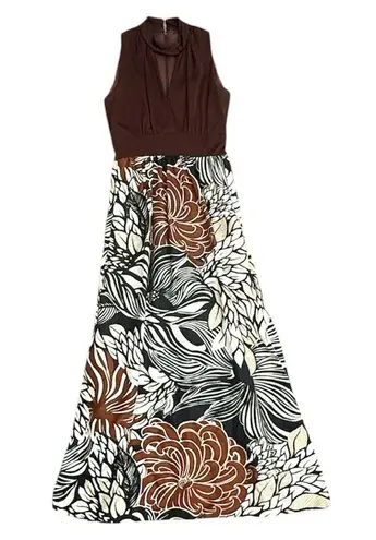 60’s 70’ Vintage Dress Boho Floral w/Shorts S Small M Medium Brown