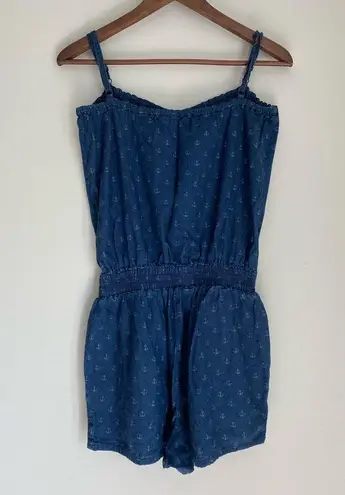 Express Chambray Anchor Print Romper | Size Small Blue
