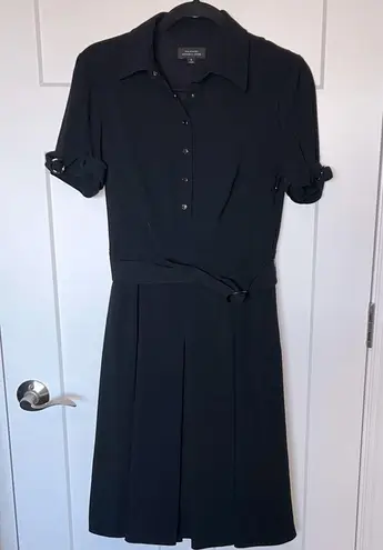 Tahari Short Sleeve Belted Collared Midi Dress