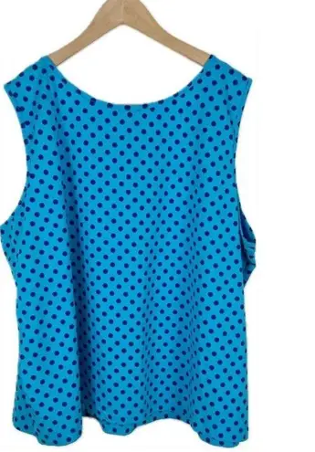 Joan Rivers NWOT  Blue Polka Dot Sleeveless Top Tank Top Size 3X