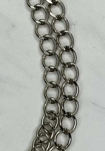 Womens Silver Tone Rhinestone Chain Link Belt Y2K Style Medium/Large (M/L) ✨