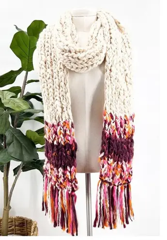 ZARA NEW  Fringe Knit Stripe Scarf