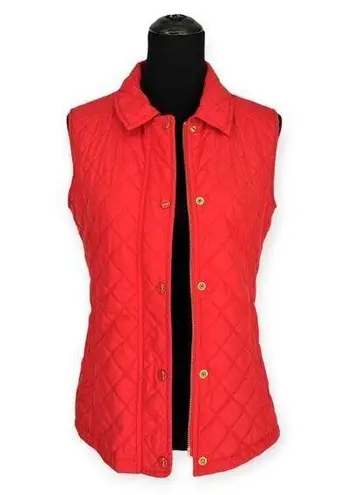 Peter Millar | Small | Women's Red Quilted Lightweight Rainbow Plaid Lined Vest
