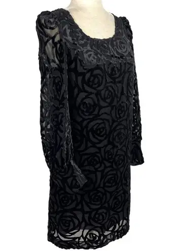 Junya Watanabe Comme des Garcons Black Long Sleeve Burnout Velvet Overlay Dress