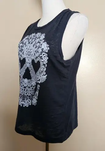 Fifth Sun Black/White Sugar Skull Muscle Tank, Women's S