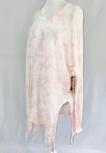 Cloth by Design New Convertible Side Slit Sweater Tie Dye Pink White