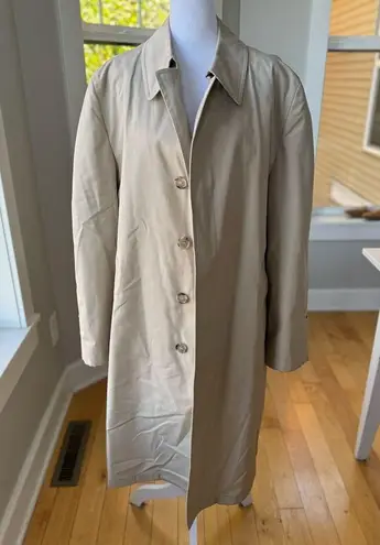 Vintage London Fog Khaki Tan Faux Fur Lined Trench Coat Sz 40 Reg Medium Large