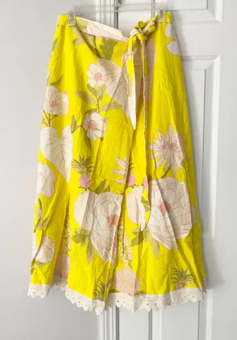 Farm Rio Garden Linen Blend Wrap Skirt, Size L