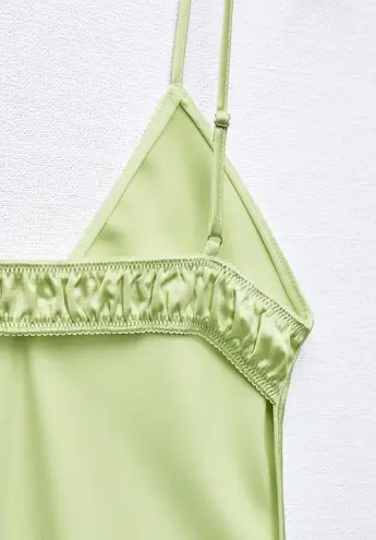 ZARA Dress Lime Green Satin Effect Maxi Midi Wedding Party Date Coctail