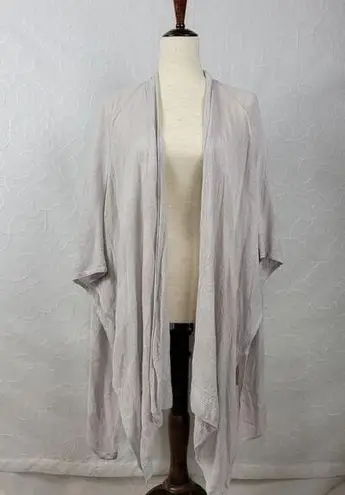 Artisan NY Womens Organic Linen Poncho One Size Gray Lightweight Shrug Cardigan