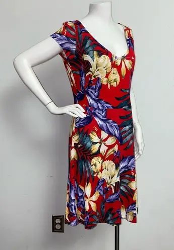 Lascana Venus Red Tropical Floral Dress Fit & Flare Hawaiian Women's Size M Size M