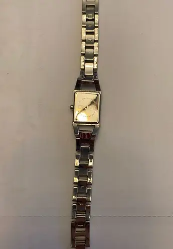 DKNY Women’s Silver Bracelet Link Watch with Black Accents