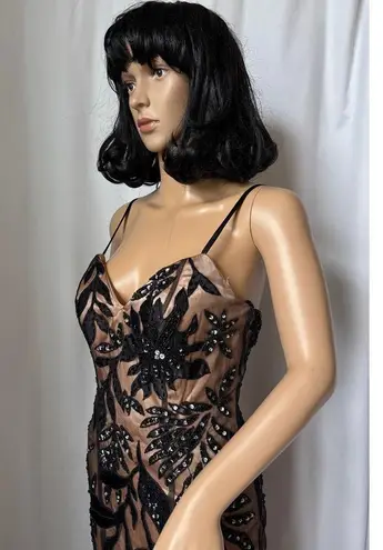 Dave and Johnny Black Gold Sequin Mermaid Gown - Size 1/2