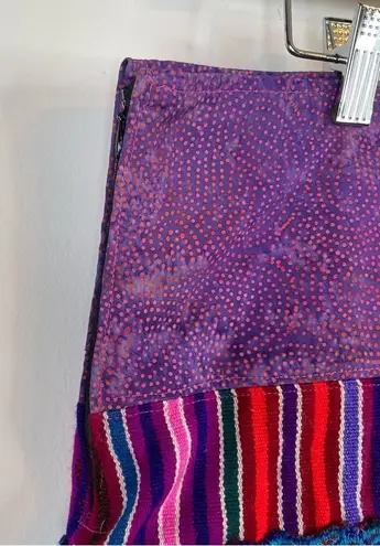 Handmade Baja Tapestry Embroidered Floral Fringe Guatemalan Artsy Festival Skirt Multiple Size L