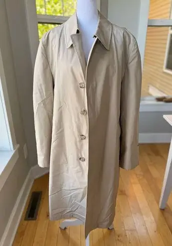 Vintage London Fog Khaki Tan Faux Fur Lined Trench Coat Sz 40 Reg Medium Large