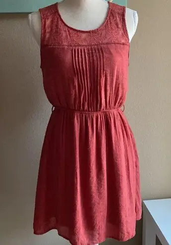 Sweet Wanderer Sienna orange gauze and crochet embroidery lace dress medium comfy