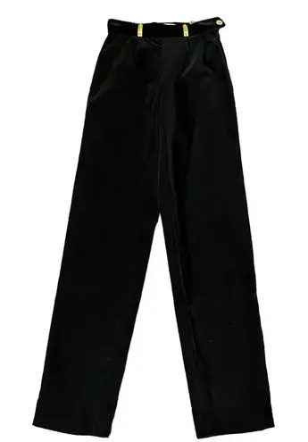 Christian Llinares Black Velour Pants with Gold Accents EU Size 38