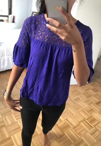 a.n.a Royal Blue Peplum Sleeve Top