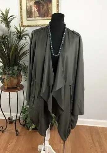 Carolina belle Women Jacket Cinched Waist 1X Cap 3/4 Sleeve Open Lagenlook Boho