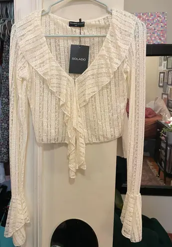 solado Lace White Ruffled Top Size XS