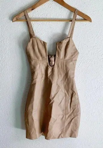 Mistress Rocks Vegan Leather Biscuit Deep Plunge Mini Dress Sz XS