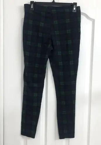 MNG Basics womens plaid flannel pull on pants green medium