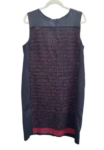Elie Tahari KELLAN TWEED LEATHER DRESS