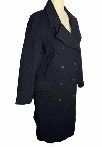 Vine Korean Handmade Wool Pea Coat S Black Double Breasted Lined Pockets 6PE