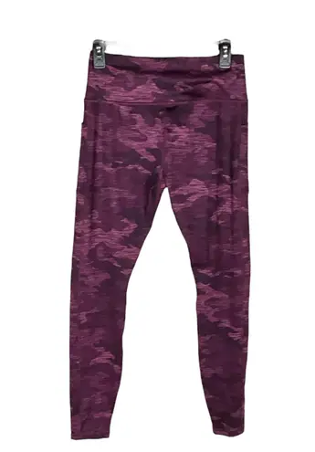 Avia Purples Camo & Black Striped Active Wear Exercise Leggings Women M 8-10