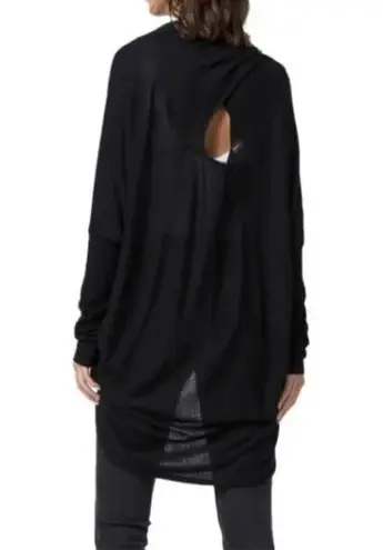 All Saints Size 4 Cowl Neck Sweater Charcoal Gray Cotton Convertible Cardigan