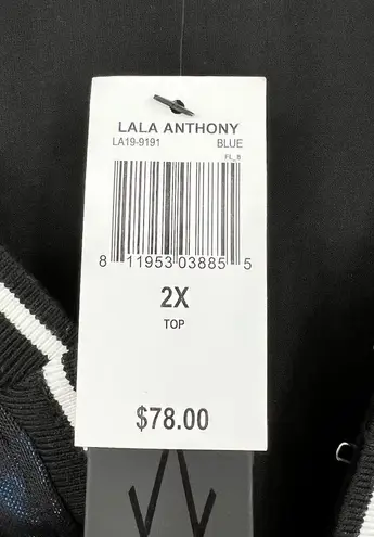 NEW LaLa Anthony plus size black & blue retro pullover midi length stretch 2X