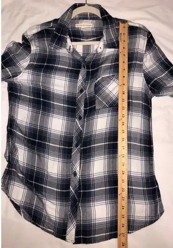 Peyton Jensen Womens Size S Shirt Brushed Flannel Long Sleeve Plaid Blue Tunic